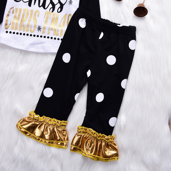 Miss Christmas Shirt Ruffle Leggings Girls Outfit - Picture 5 of 5